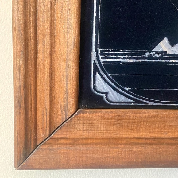 Vintage Unicorn Fantasy Carnival Glass Foil Art Novelty Picture Wood Framed 80s - Picture 4 of 6